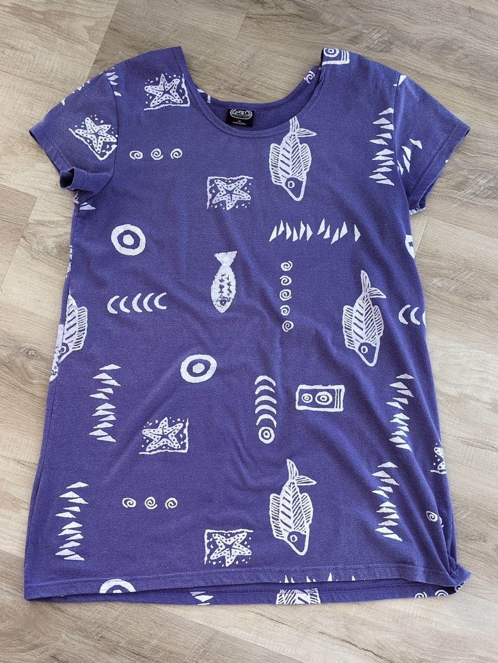Exist Purple Tee Dress with White Nautical Print